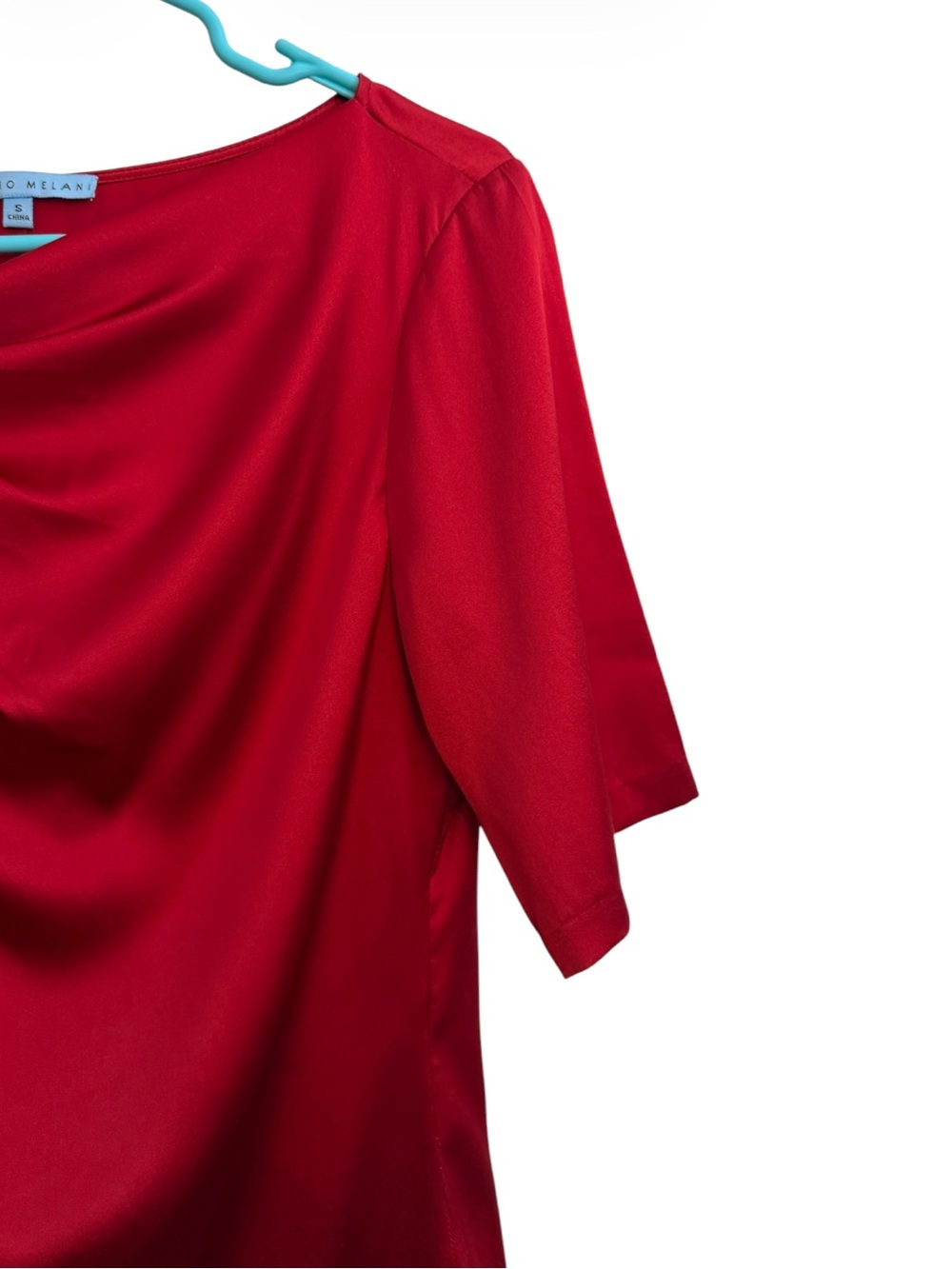 ANTONIO MELANI Red Draped Short Sleeve Blouse - Picture 6 of 10